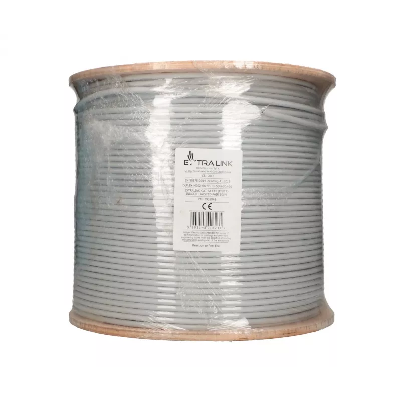 Sieťový kábel Extralink Twisted-Pair CAT6A FTP (F/FTP) V2 Indoor 500M sivý