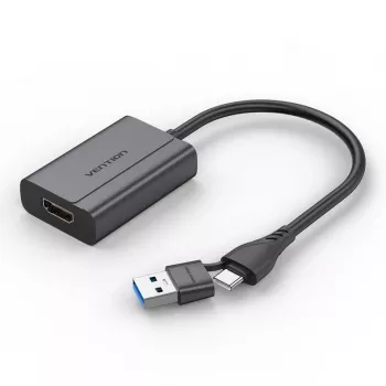 Káblový adaptér Vention ACYHB – USB-C + USB-A na HDMI, sivý