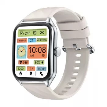 Smart hodinky Zeblaze GTS 4 — 1,94 palca (4,93 cm) AMOLED 466×466 px, dotyková obrazovka, Wi‑Fi, kovové puzdro, silikónový remienok (biela)