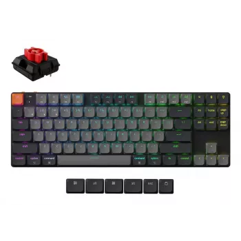Mechanická klávesnica Keychron K1X-B1, 80% (87 klávesov), USB + Bluetooth, QWERTY angličtina, sivá, RGB podsvietenie