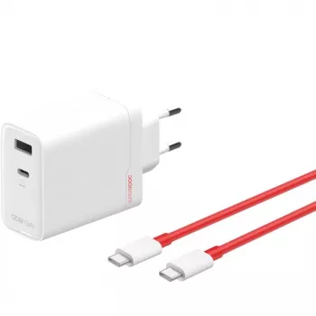 Napájací zdroj ONEPLUS SUPERVOOC 120W dvojportová nabíjačka s káblom, 120 W celkový výkon, 1x USB-C + 1x USB-A, 100–240 V, 145 g, biela