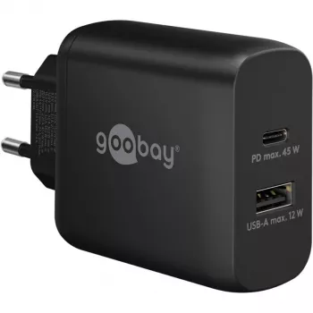 Goobay 65411 nabíjačka pre mobilné zariadenia slúchadlá - smartphone - tablet čierna AC rýchle nabíjanie interiér (65411)