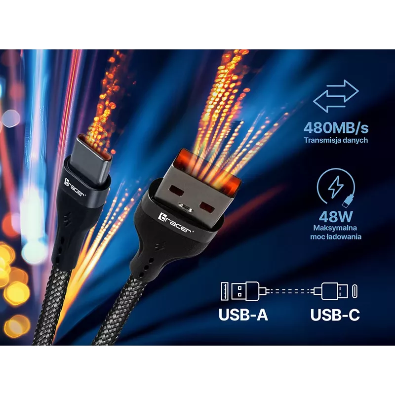 Tracer 47486 USB A - Lightning M/M 1m kábel červený