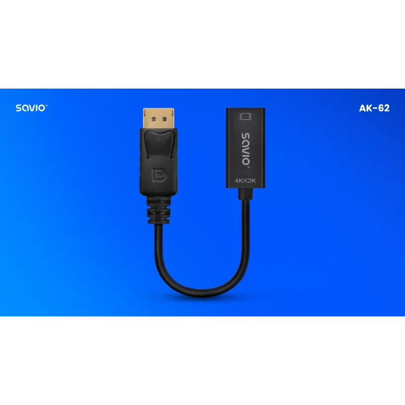 Adaptér Savio DisplayPort (M) v1.2 - HDMI A (F) v1.4, 4K, AK-62