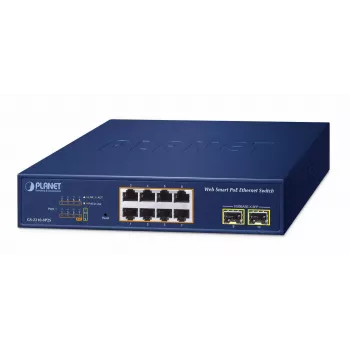 Managed switch PLANET GS-2210-8P2S 8-portový Gigabit Ethernet 802.3at