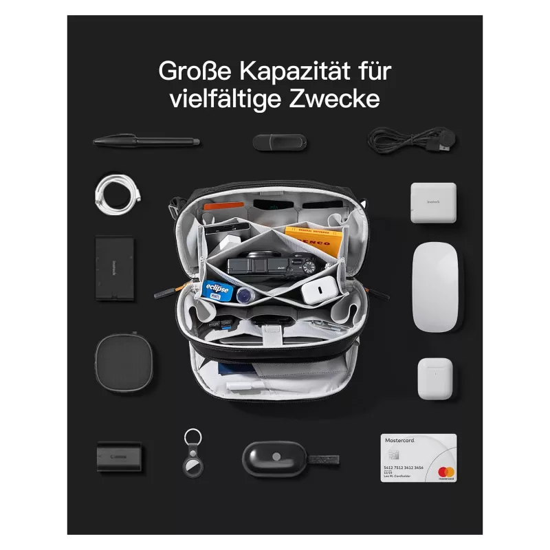 Káblová taška Inateck AB03010 — organizér 27 × 15,8 × 11 cm, čierna