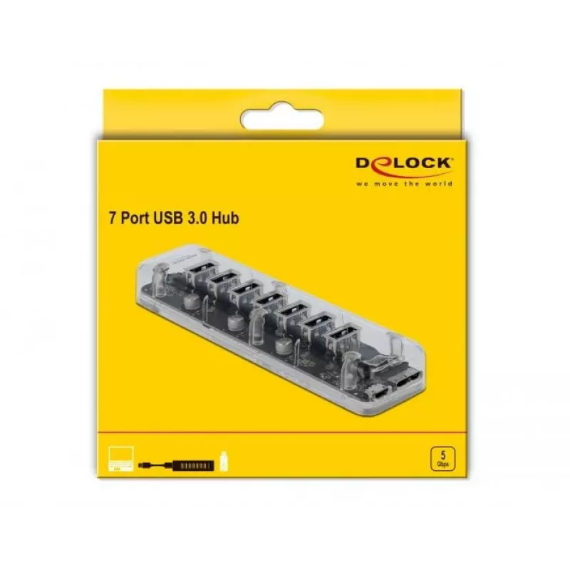 USB hub DeLOCK 64088 transparentný USB 3.2 Gen 1 Micro-B