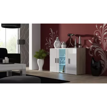 Cama komoda 120 cm SOHO S7 sonoma dub/biela lesklá