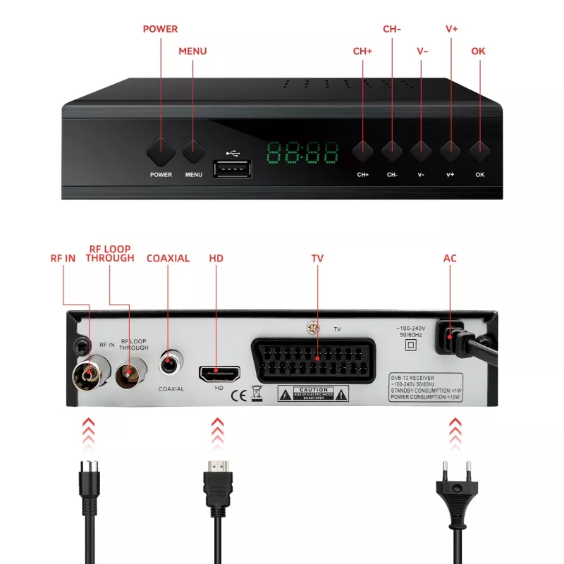 Extralink Home Tuner DVB-T2 Digitálny TV dekodér H.265 HEVC FULL HD USB HDMI + diaľkový ovládač