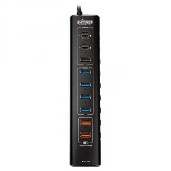 Nitro Concepts UH1, 10-portový hybridný USB hub, USB 3.2