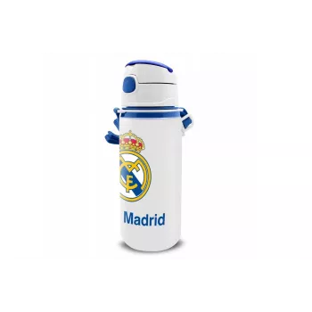 Detská hliníková športová fľaša s náustkom KIDS 600 ml – dizajn Real Madrid
