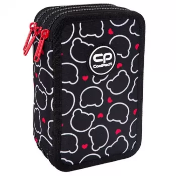 Puzdro na perá cool pack Jumper 3 — trojposchodový organizér na písacie potreby s dizajnom medveďa, odolná tkanina