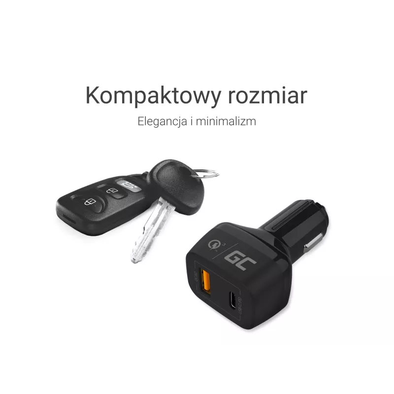 Auto nabíjačka Green Cell CAD33, 42 W, USB-C PD + USB-A QC3.0, 12/24 V vstup, 5–12 V výstup