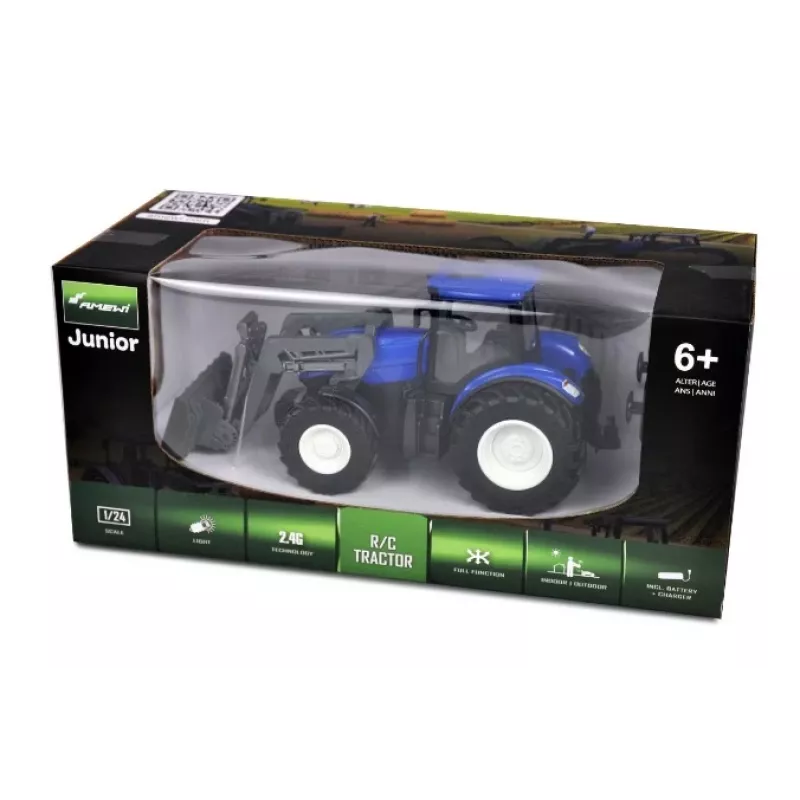 Traktor Amewi hračkársky traktor s radlicou elektromotor 1:24