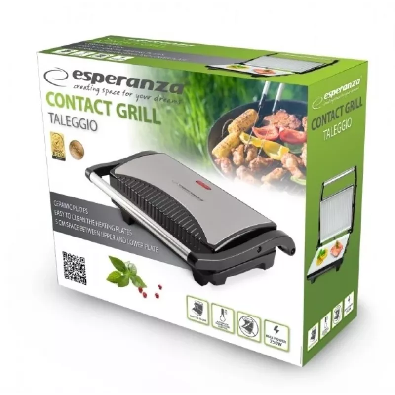 Esperanza EKG006 elektrický gril 750W nerez/čierna