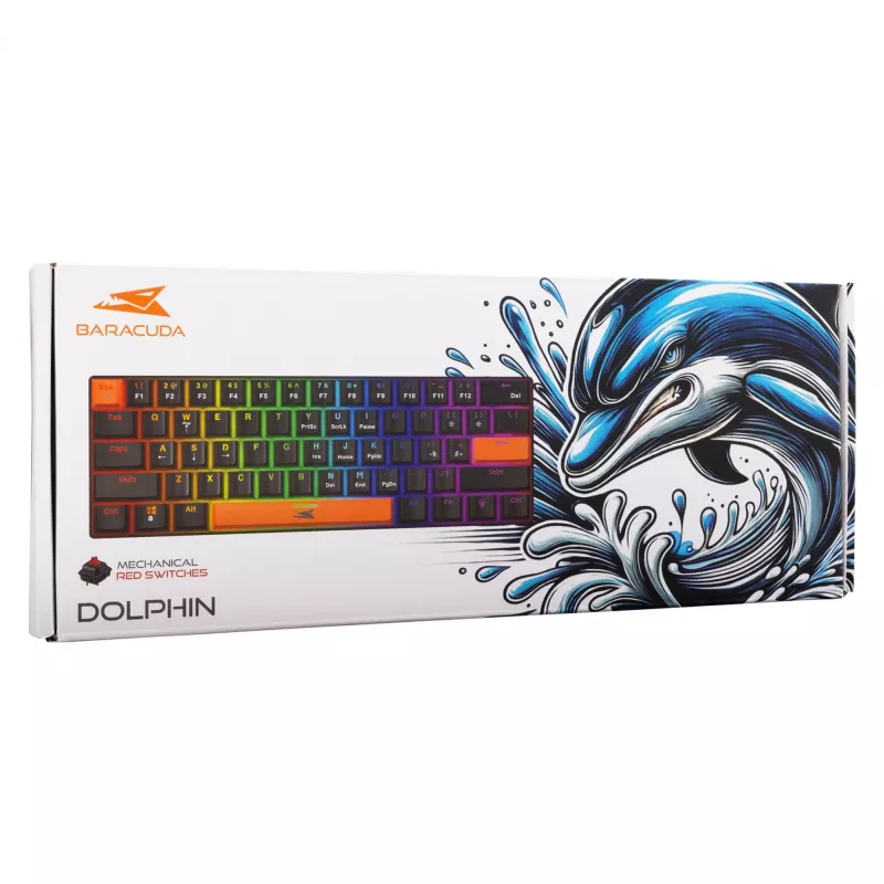 Mechanická klávesnica Baracuda Dolphin čierna US layout s Red Switches