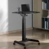 Prenosný počítačový stôl s kolieskami, výškovo nastaviteľný sedací-stojaci stôl do max. 113 cm, do 30 stupňov nakloniteľný, čierny
