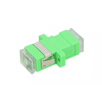 Optický adaptér Extralink SC/APC Singlemode Simplex s priehľadnými prachovými krytkami, zelený