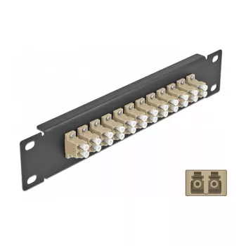 Optický patch panel DeLOCK 10 inch 12 portov LC Duplex béžová 1U čierna