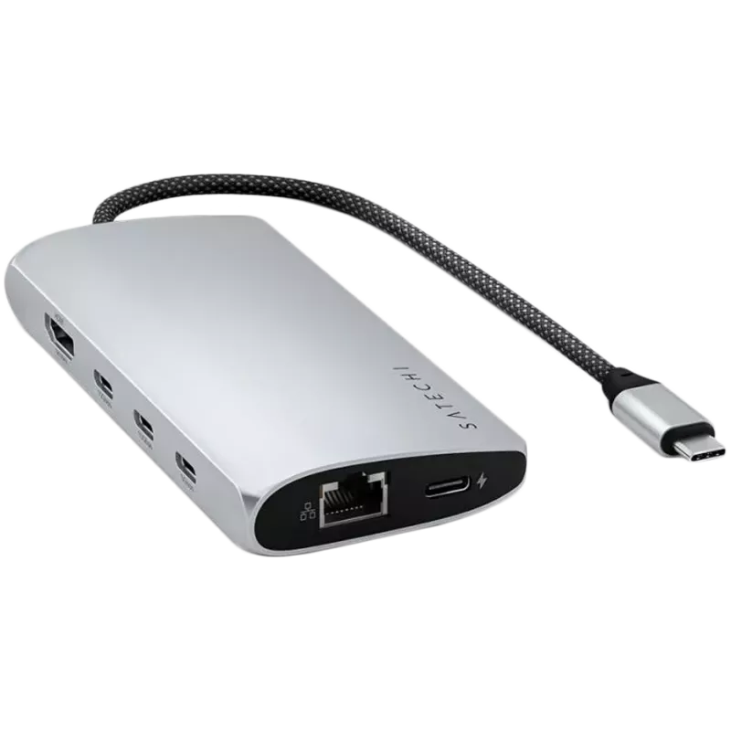 Satechi ST-P8KES USB-C viacportový adaptér 8K s Ethernet V3, strieborný