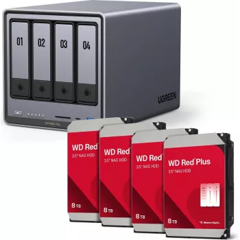 UGREEN NAS HDD Kit DXP4800 Plus+ so 4 x Western Digital WD80EFPX 8 TB pevnými diskami (model 35261 & 4x WD80EFPX)