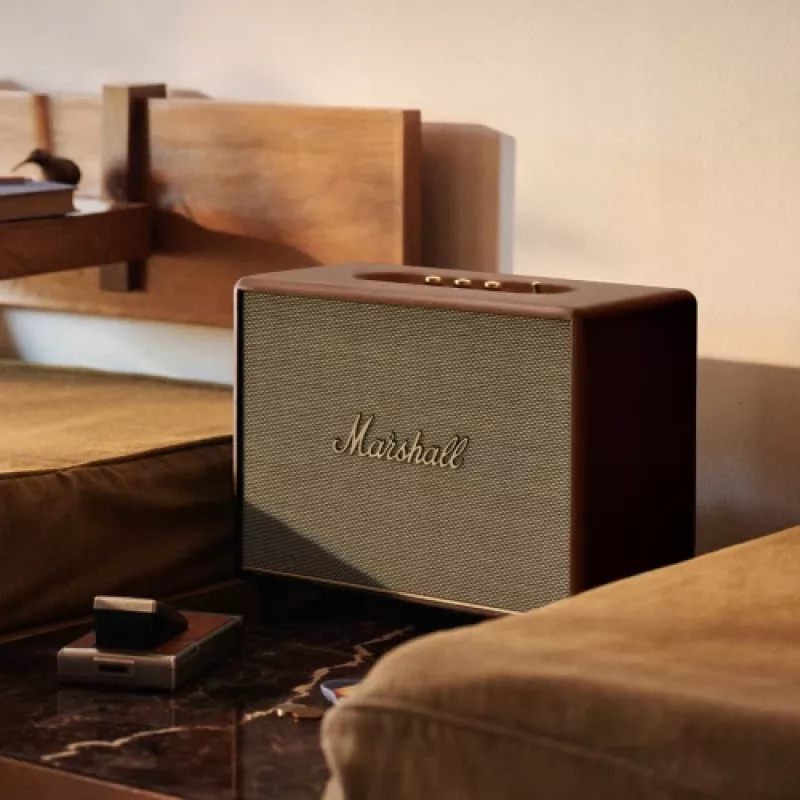 Bezdrôtový reproduktor MARSHALL Woburn III Brown — Multiroom, Bluetooth, Wi‑Fi, analógové vstupy