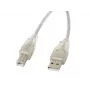 USB 2.0 kábel LANBERG CA-USBA-12CC-0018-TR, USB A (konektor samec) na USB B (konektor samec), 1,8 m, transparentná