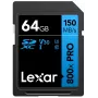 SDXC flash pamäť Lexar 64 GB UHS-I 800xPRO — trieda 10, U3, V30, 150 MB/s