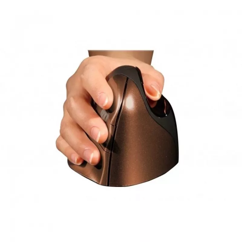 BakkerElkhuizen Evoluent 4 Small Wireless, pravá ruka, vertikálny dizajn, laser, RF Wireless, 2600 DPI, čierna, hnedá