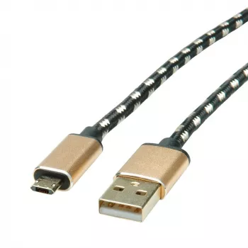ROLINE 11.02.8820 USB kábel 1,8 m USB 2.0 USB-C Micro-USB B čierny - zlatý (11.02.8820)
