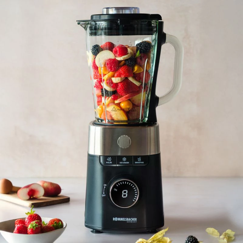 Kuchynský mixér Rommelsbacher MX 1260 — 1200 W, 1,5 L, čierna/nerez
