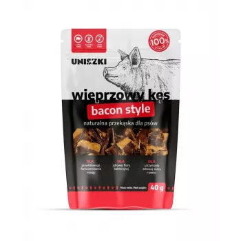 Mokrý pamlsek UNISZKI Bacon Style Bite 40 g – bravčové jednoporciové vrecko, monoprotein, hypoalergénny