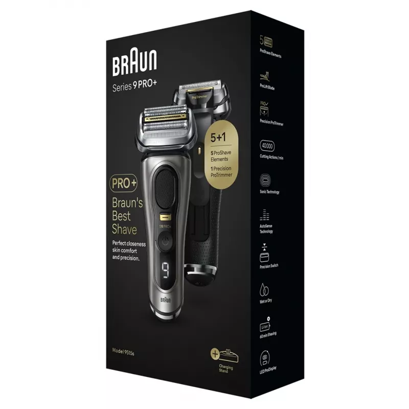 Braun Series 9 Pro+ 9515s elektrický holiaci strojček - mokré a suché holenie, metallic
