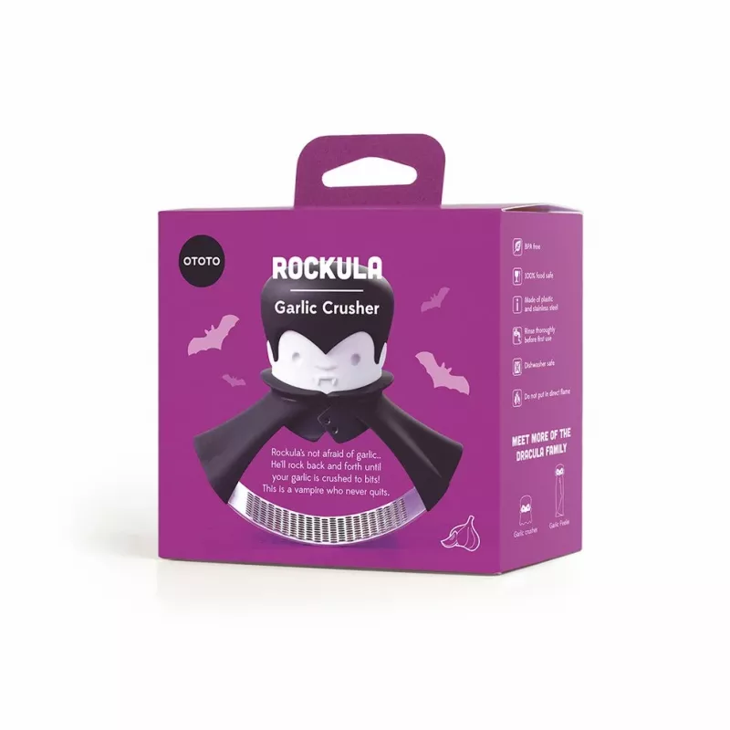 Stolný lis na cesnak Ototo Design Rockula plast nerezová oceľ čierna biela