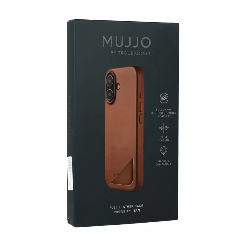 Mujjo Full Leather Case MagSafe puzdro pre iPhone 17 hnedé