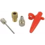 FISCHER sada adaptérov 85618 — kovový adaptér pumpy (červený) pre bicyklové a kolobežkové ventily
