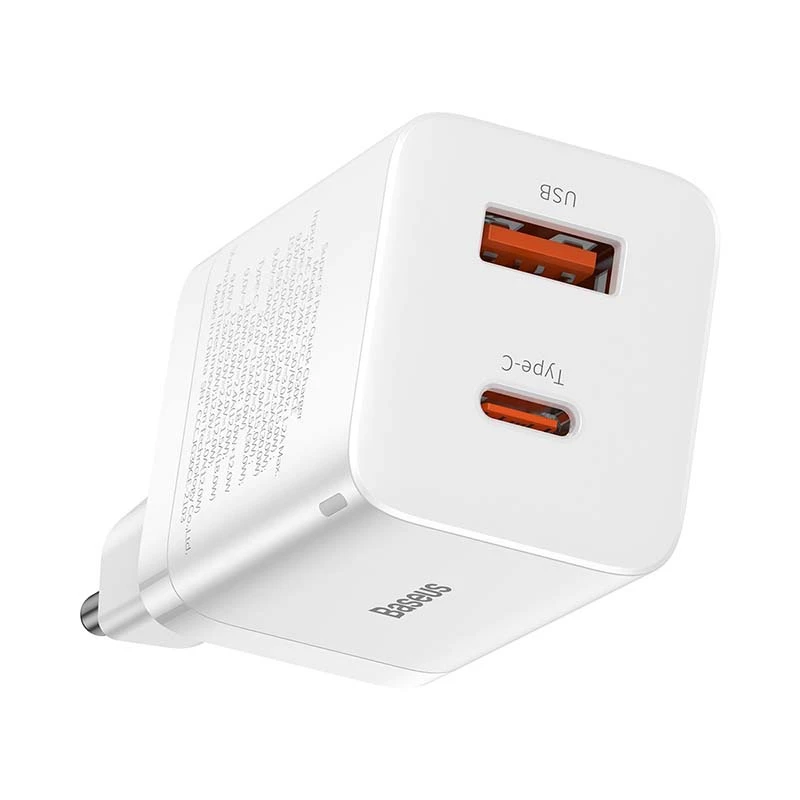 Baseus Super Si Pro rýchlonabíjačka USB + USB-C 30W (biela)