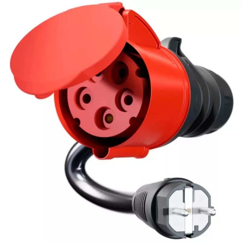 go-e adaptér pre Gemini flex 22 kW, CEE červený trojfázový prúd 32A > domáca zásuvka (čierny, 30 cm)