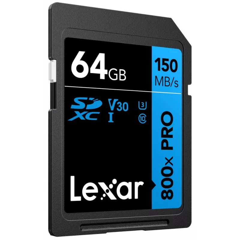 SDXC flash pamäť Lexar 64 GB UHS-I 800xPRO — trieda 10, U3, V30, 150 MB/s