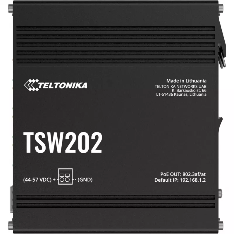 Teltonika TSW202 Managed L2 Gigabit Ethernet (10/100/1000) Power over Ethernet (PoE) hliník, modrá