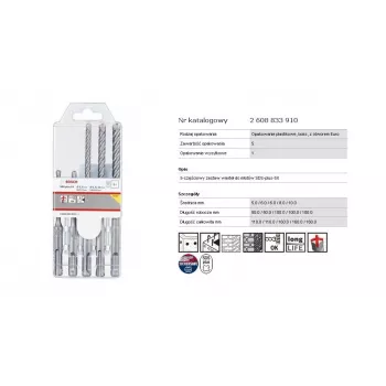 Sada vŕtacích kladív Bosch PRO SDS plus-5X, 5-dielna (SDS-plus)
