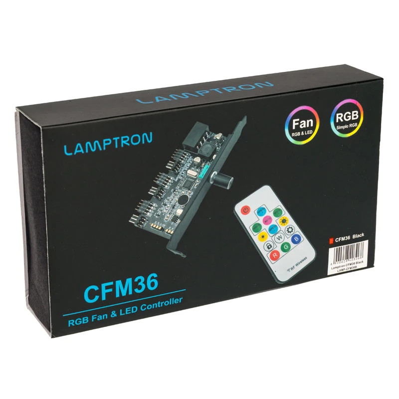 Lamptron CFM36 kontrolér ventilátorov a RGB LED pre PCI slot, čierny