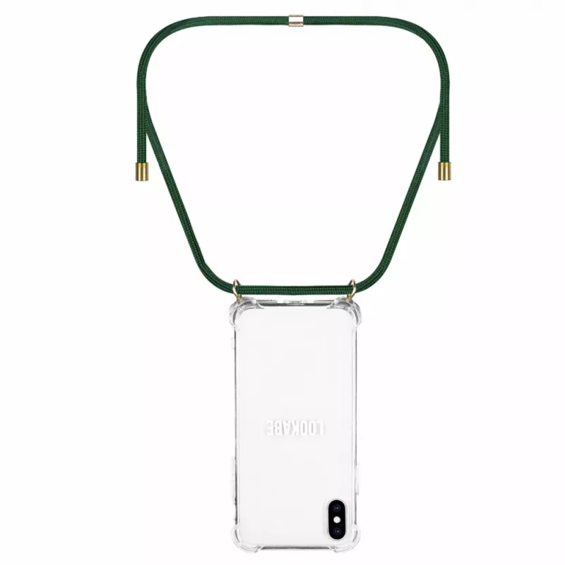 Obal na telefón na krk Lookabe pre iPhone X / Xs — zlatý so zeleným pásikom