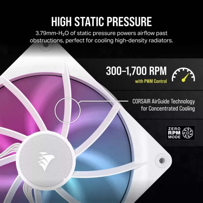 Ventilátor Corsair iCUE LINK RX140 RGB 14 cm biely 300–1700 RPM