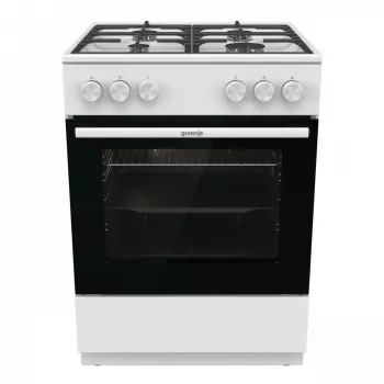 Voľne stojaci plynový sporák Gorenje GG6A10WFFM, biela, 4-horákový varný panel, 72 L plynová rúra, otočné ovládače vpredu