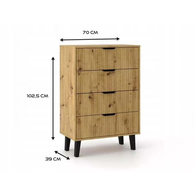 SCANDI 4S štíhla dub ARTISAN komoda