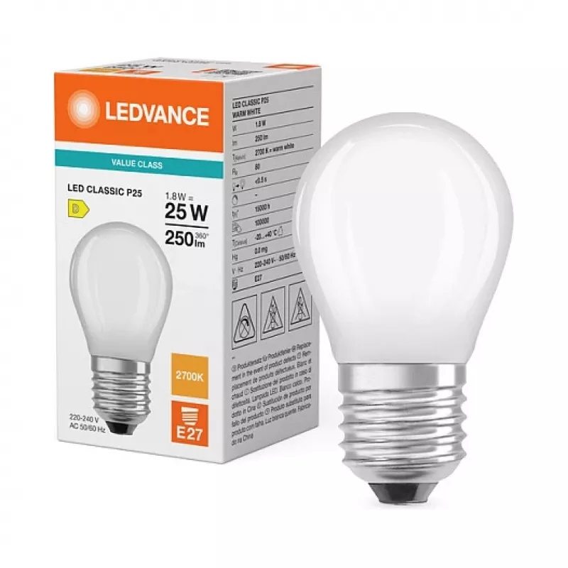 Osram LED Classic P 25 Filament P 1.8W 827 matná E27 LED žiarovky, klasická mini