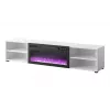 TV skriňa cama meble POLO 180x33x39 cm s elektrickým krbom 1400–1600 W, laminát, biela/čierna