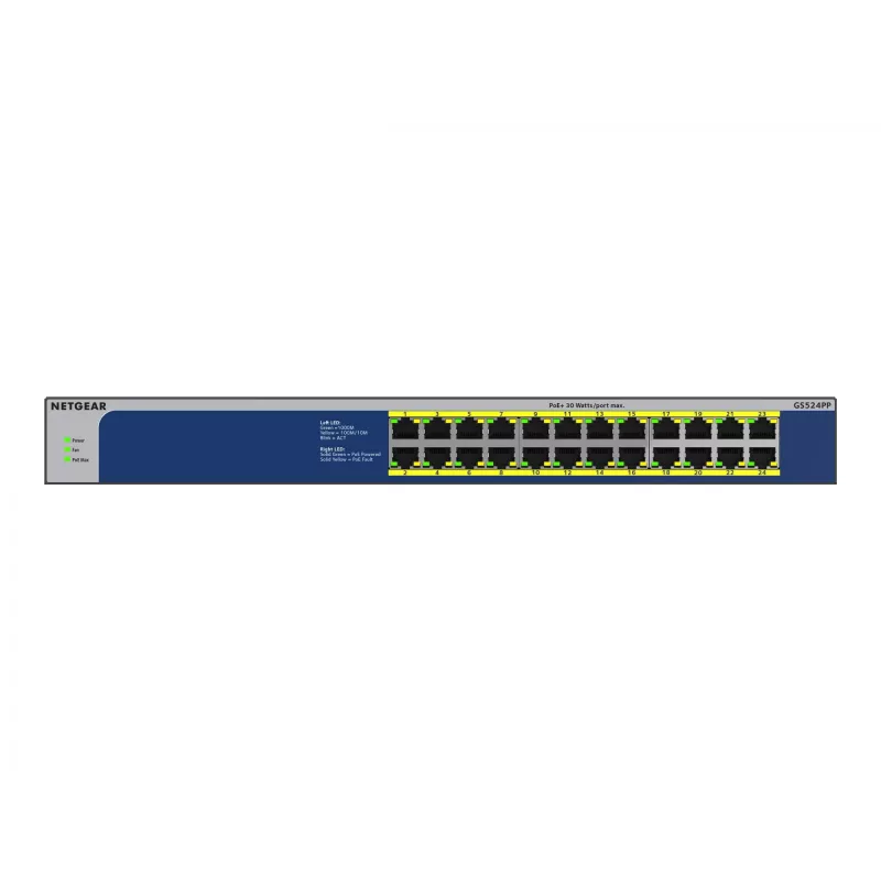 NETGEAR GS524PP nemanaged Gigabit Ethernet (10/100/1000) Power over Ethernet (PoE) sivá