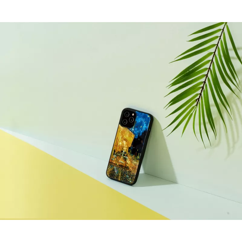 Ochranné puzdro iKins pre Apple iPhone 12 / 12 Pro – čierna, dizajn Café Terrace
